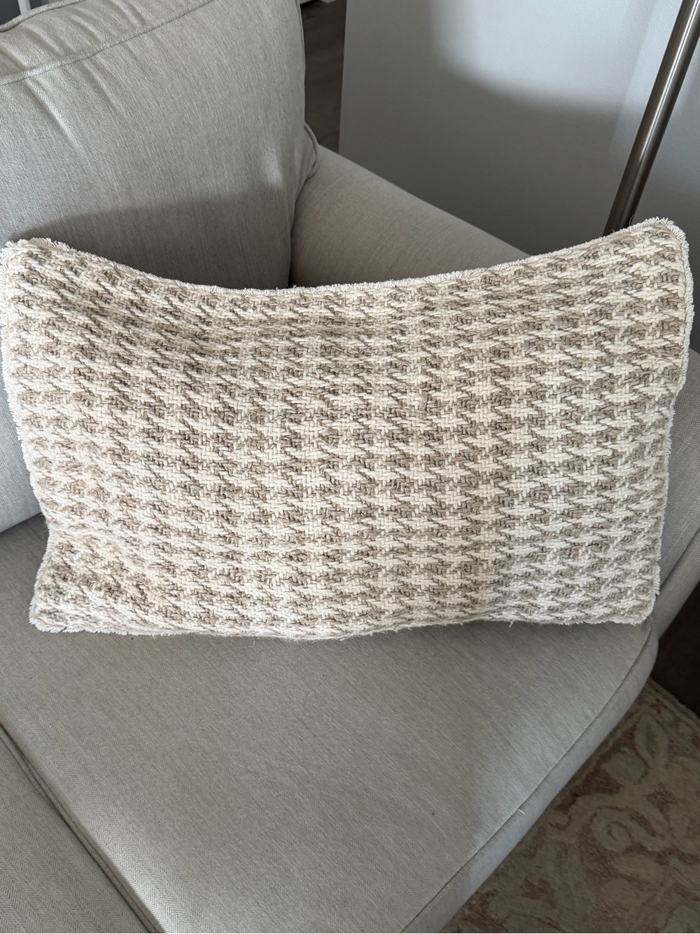 Neutral Beige Textured Lumbar Pillow - Brand: Pottery Barn